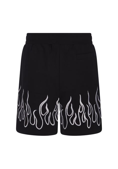 Black Shorts With Embroidered White Flames VISION OF SUPER | VS01164NERO